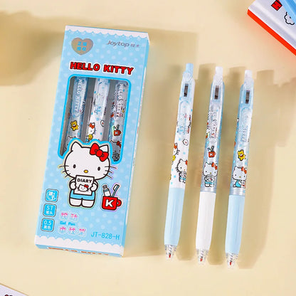 3Pcs Genuine Sanrio Hello Kitty 0.5MM Gel Pens Kawaii  Cinnamoroll Kuromi Black Pen Student Stationery Supplies School Gifts