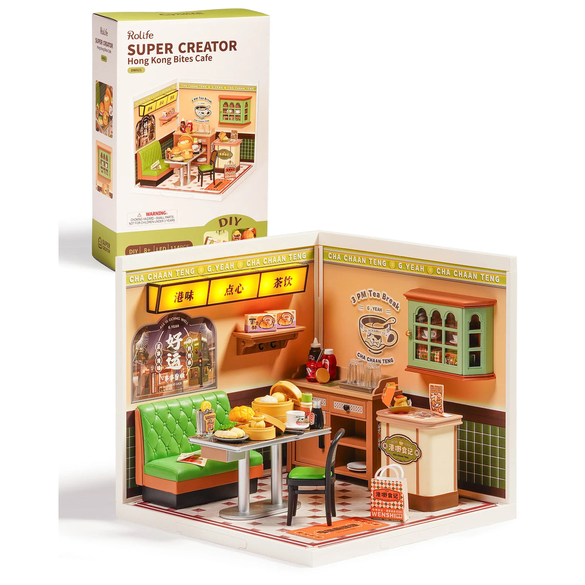 Rolife DIY Miniature House Super Creator Series Dollhouse 3D Puzzle Panda Hot Pot/Hong Kong Bites Cafe/Night Out Food Stall