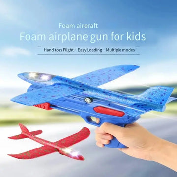 Glowing & Non-Glow Foam Catapult Plane,  Outdoor Shooting Toy Gun, Rotating Boomerang Flying Aircraft Model