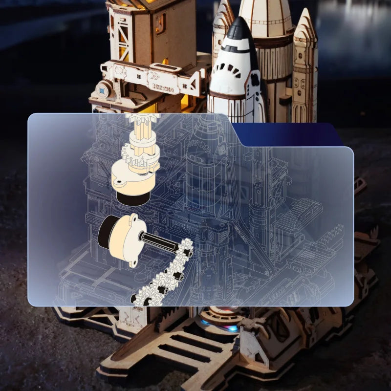 ROKR 3D Wooden Puzzle Space Shuttle Model Building Kit with Launch Simulator DIY Puzzle Toys for Home Decor Gift for Space Enthusiasts