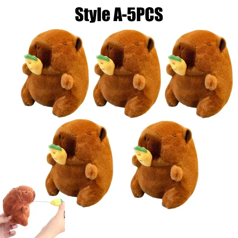 Cute 12cm Plush Capybara Keychain Snot Pulling Charm Cartoon Stuffed Animal School Bag Pendant Gift For Kids Adults