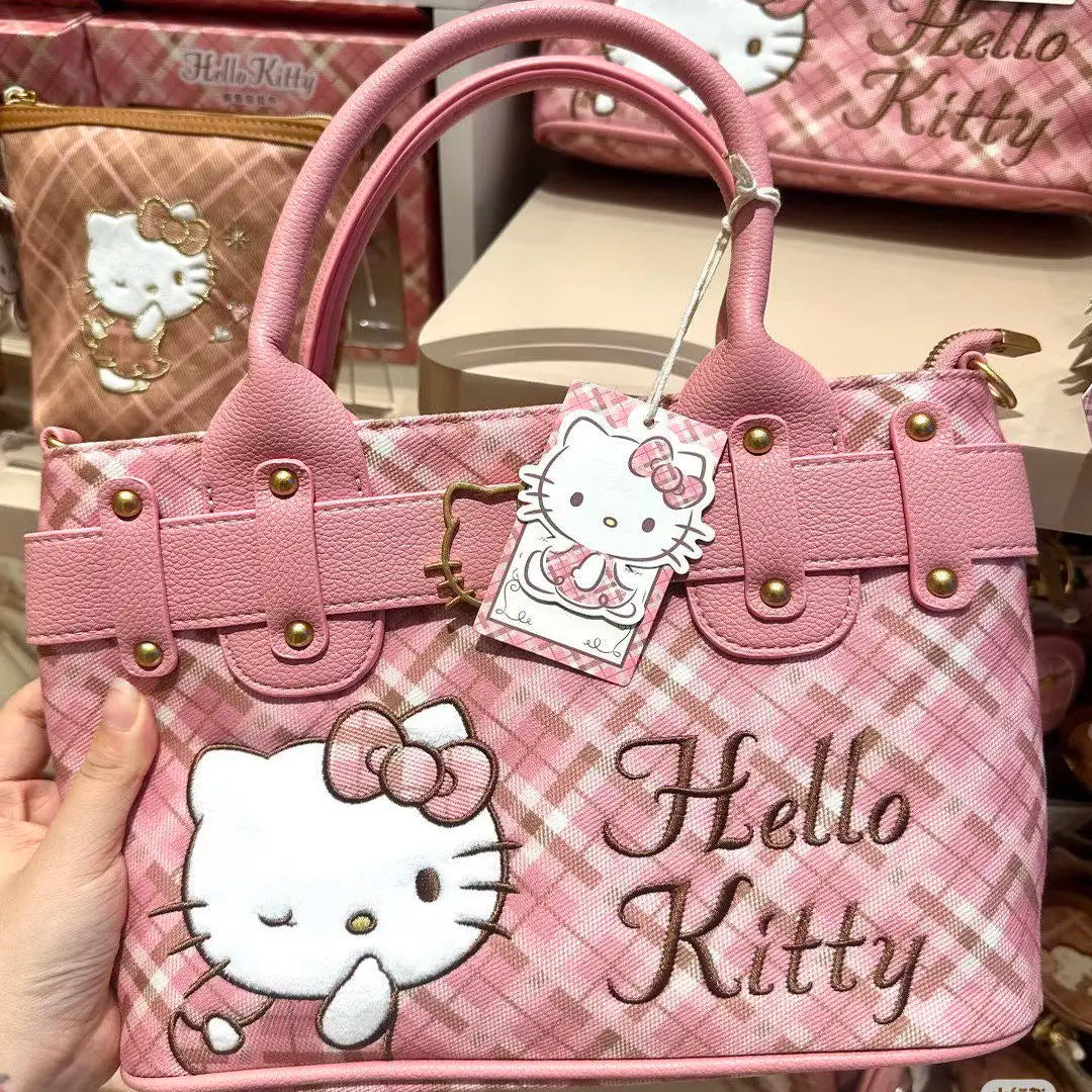 Hello Kitty Square Handbag Cute Cartoon Pink KT Large Capacity Crossbody Bag For Women Girls Daily Shopping Casual Backpack Gift