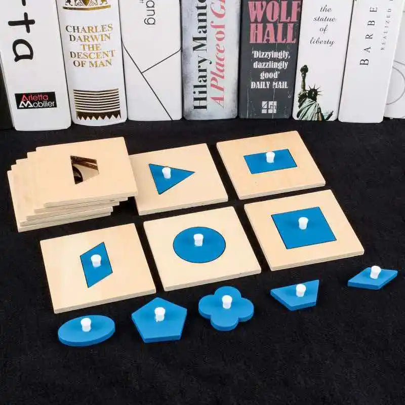 10PCS Set Wooden Geometric Peg Board Montessori Math Materials Educational Shape Matching Toys For Kids Boys Girls