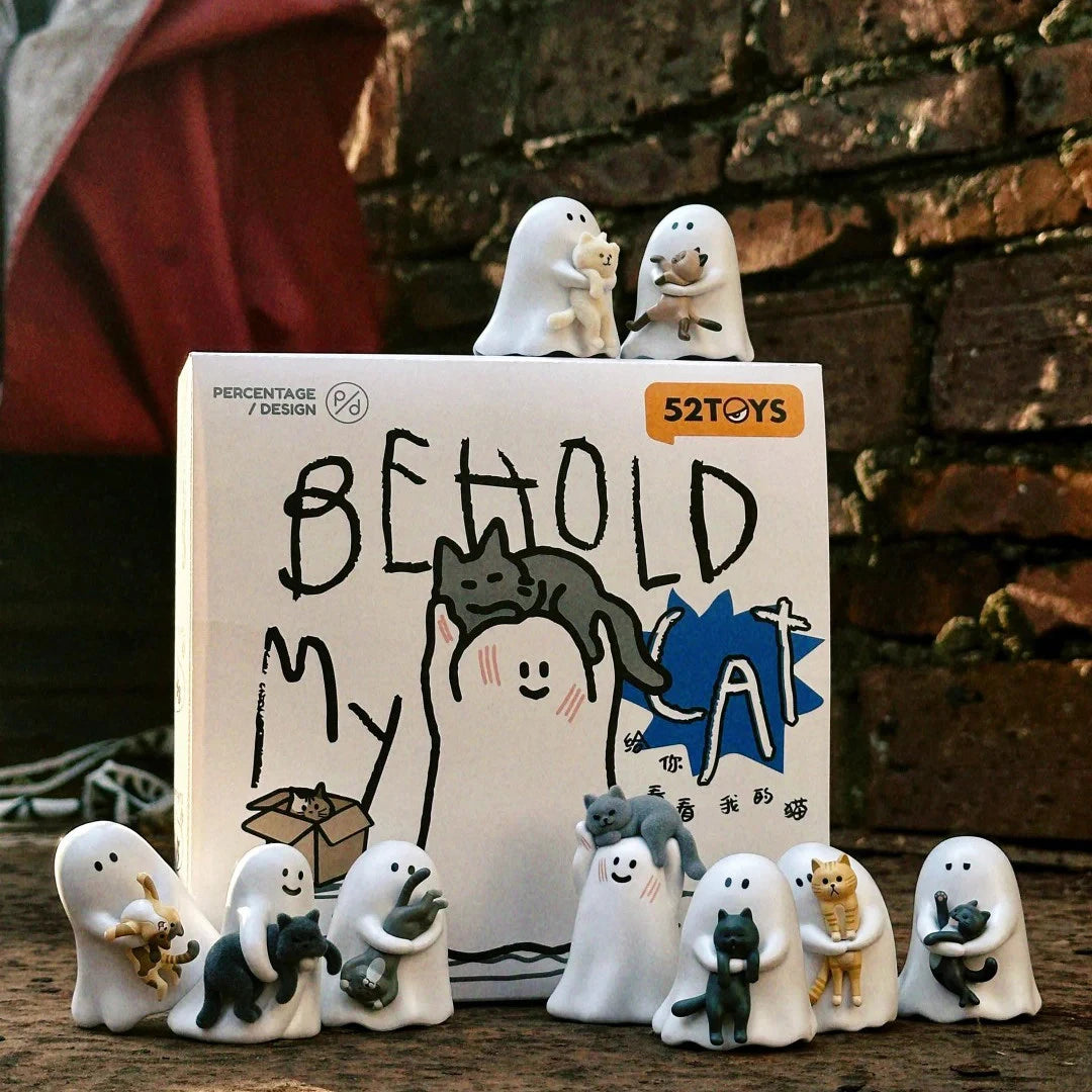 Behold My Cat Ghost Blind Box Glow In The Dark Mini Resin Figurine Cute Ghost With Cat Desktop Ornament Healing Surprise Gifts