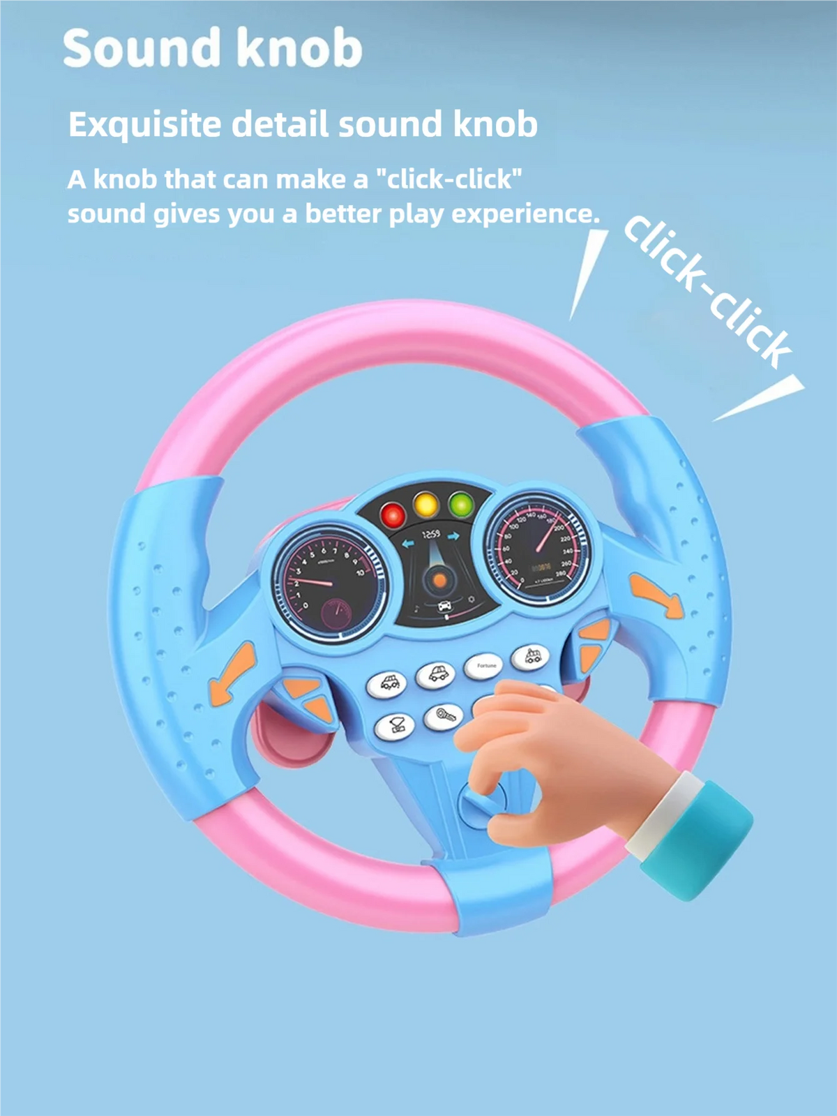 Children's Steering Wheel Toy, Simulated Co-Pilot 360-Degree Rotating Music Steering Wheel, Educational Enlightenment Toy