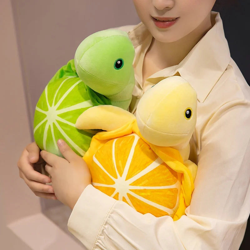 25/35CM Cartoon Simulation Anime Little Lemon Turtle Stuffed Animal Plush Doll Cute Turtle Soothing Kids Sleeping Toys Handmade