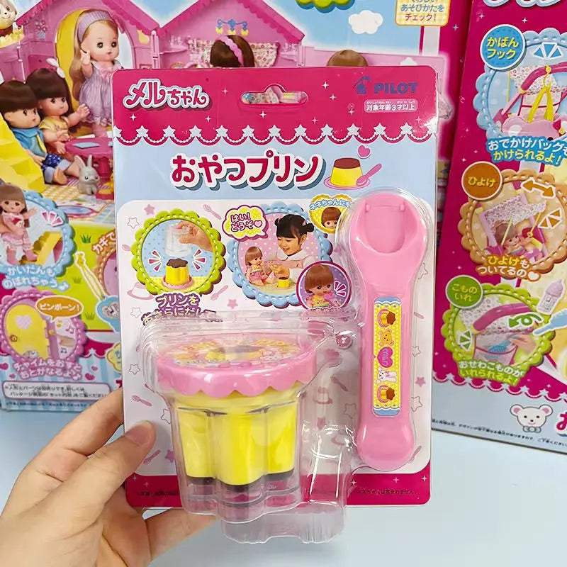 Feeding Pudding Feeding Toy Cute Pink Jelly Strawberry Pudding Set Desktop Ornament Models Desk Interior for Children Funny Gift