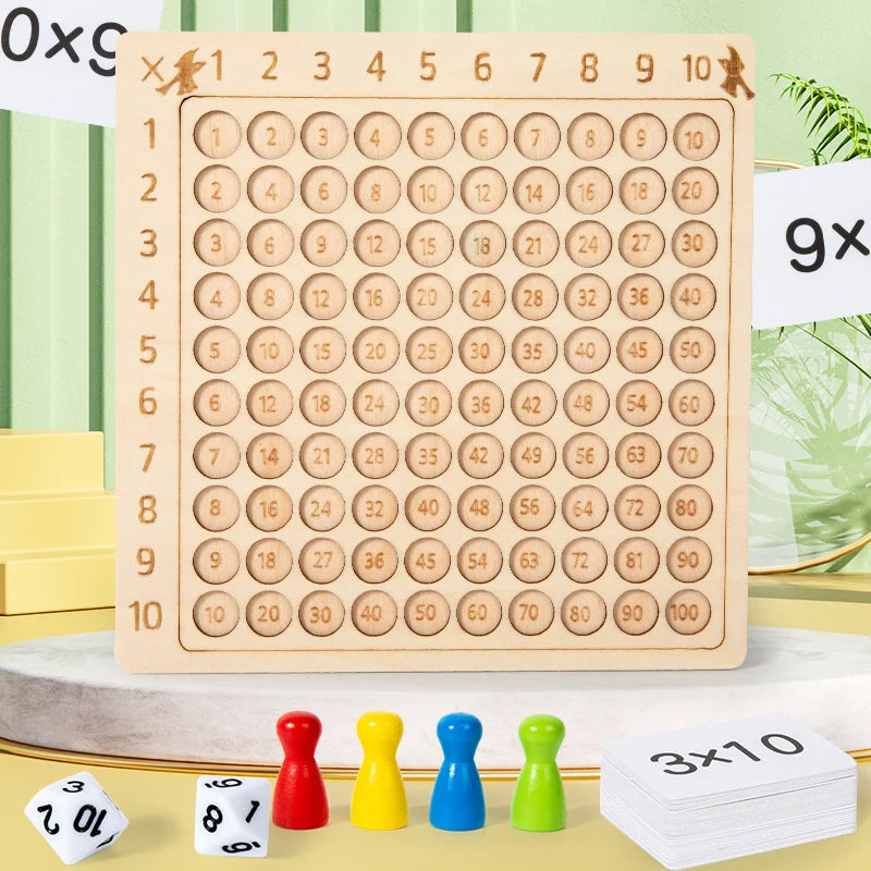 Wooden 99 Multiplication Board Montessori Arithmetic Toys Multiplication Table Math Learning Counting Teaching Aids for Kids
