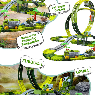 Magic Climbing Track Train Dinosaur World Road Race Flexible Track Car for Boys And Girls Aged 3-6 Birthday Gift