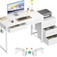 53 Inch White Computer Desk 5 Drawers Kids Study Desk Vanity Table for Girls Dressing Room Bedroom Home Office ODK