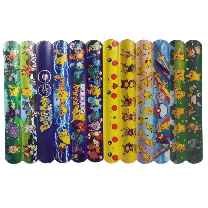 Pokemon Pikachu Wristbands Slap Snap Wrap Bracelet Anime Doll Characters Children Hand Ring Toys for Xmas Gift