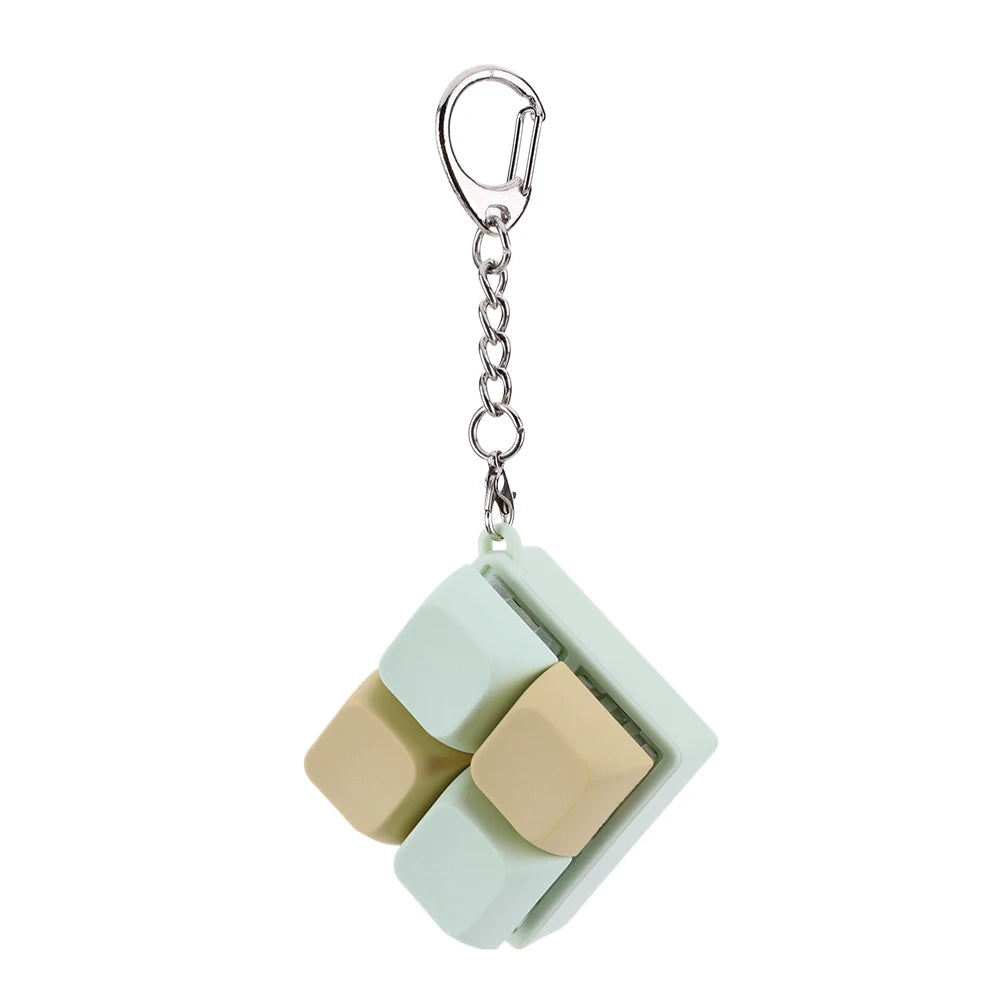 Keyboard Fidget Keychain 4 Keys Finger Keyboard Decompression Toys Press Button Keycap Fidget Stress Relief Keyboard Clicker Toy