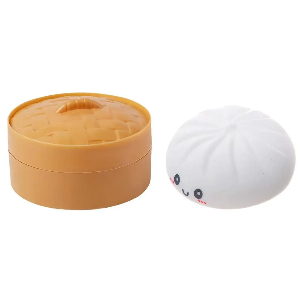 Colorful Dumpling Squishes Stress Balls Fidget Sensory Toys Simulation Food Squishies Bun with Steamer Squeeze Dough Ball Gifts