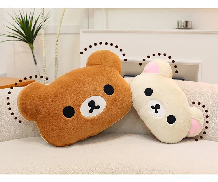 Cute Rilakkuma Big Head Plush Pillow Large Size Soft Stuffed Toy Cushion Bedroom Sofa Decor Unisex Birthday Gift For Adult