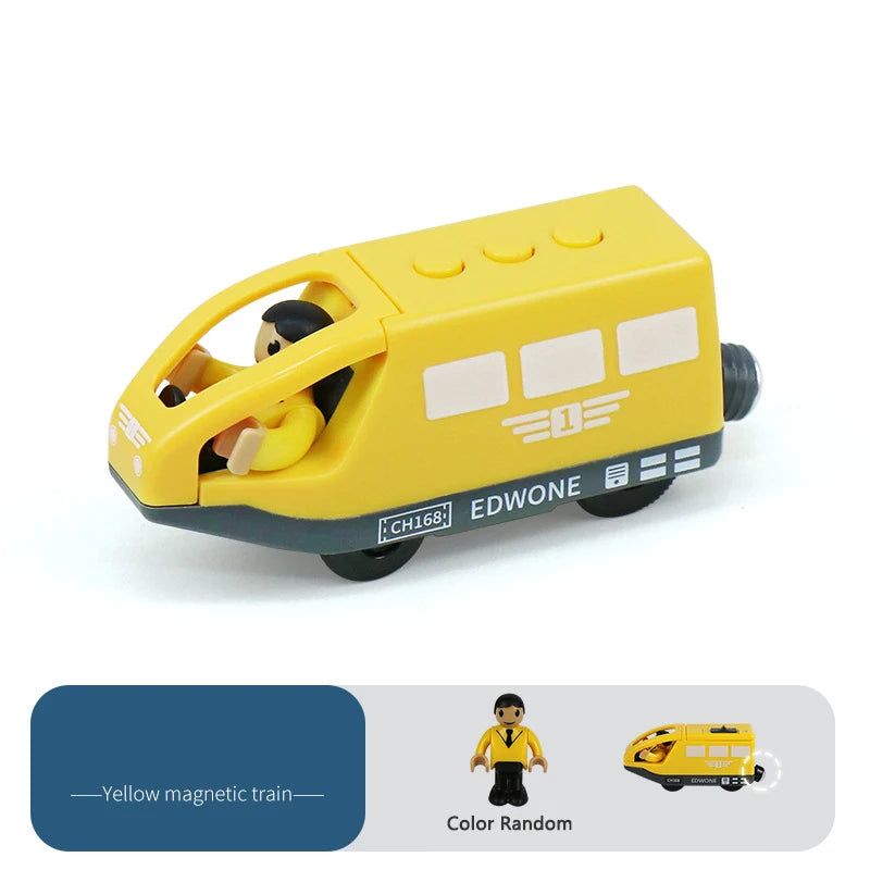 Magnetic Electric Train  with Little Doll Diecast Slot Toy Railway Wood Track Compatible Locomotive Electric Rail Train for Kid