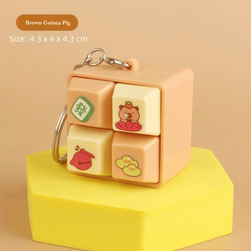 Fun Cartoon Squeeze Music New Unique Four-square Merit Key Button Keychain Couple Car Bag Key Chain & Pendant