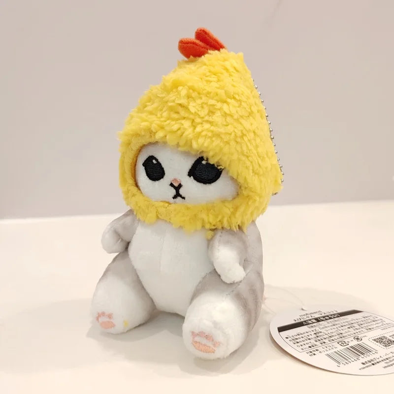 Kawaii Tempura Fried Shrimp Shark Cat Plush Doll Keychain Cartoon Cute Mofusand Anime Hobby Pendant Backpack for Girlfriend Gift