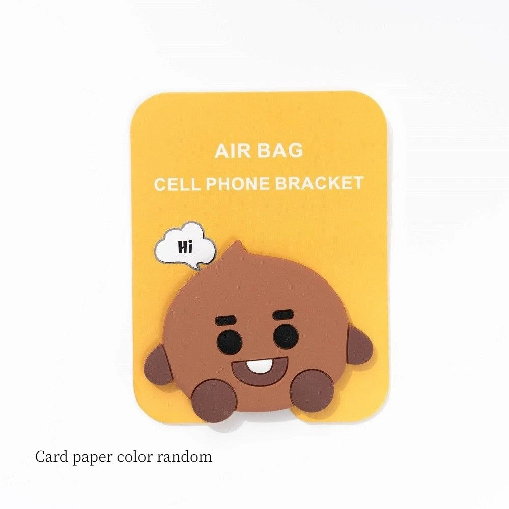BT21cartoon cute silicone handheld phone stand kawaii retractable airbag earphone winder fan support anime merchandise wholesale