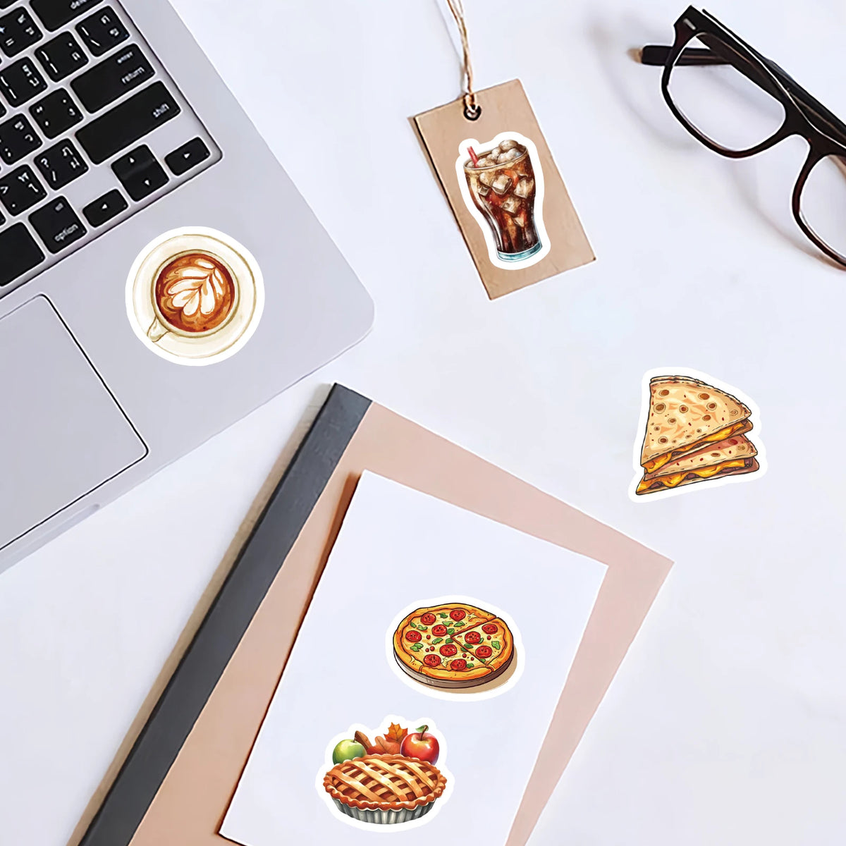 46pcs Burger, Pizza, Coffee American Food Theme Stickers Decorated Notebook Water Bottle Diary Classic Toy Scrapbook DIY Decal