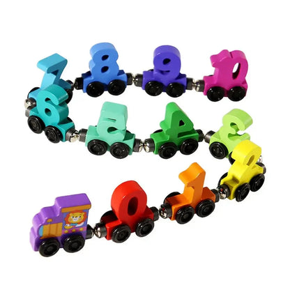 Wooden Magnetic Number Train Set | Educational Building Blocks | Logical Brain Development Toy