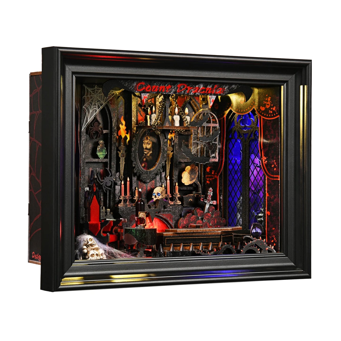 Book Nook Kit Vampire DIY Wooden Puzzle Dracula Gothic Style Halloween Bookshelf Dollhouse Model Bookend Building Home Dec