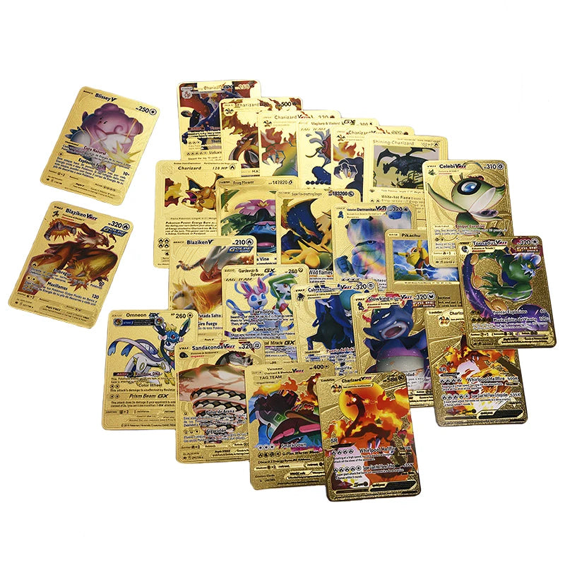 81-15Pcs Pokemon Cards Gold Silver Vmax GX Card Collection Battle Trainer Card Spanish English French Child Toys Christmas Gifts