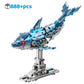 Mechanical Shark Building Set, Sea Life Crocodile Parrot Mantis Frog Manta Ray Building Blocks Light, Animal Toys Gift for Kid