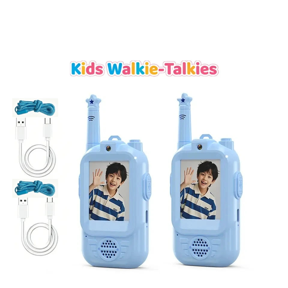 2PC Children's Video Walkie-talkie HD Walkie-talkie USB Charging Indoor Outdoor Entertainment Kids Toys Birthday Gifts Ages 3-12