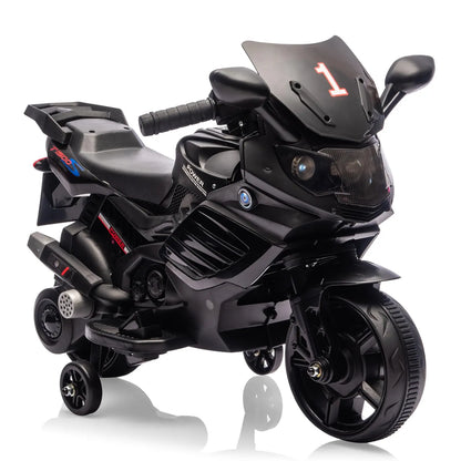 6V Kids Ride On Motorcycle Electric Toddler Motorbike With Training Wheels, EVA Tread Tires, Headlight, Horn, Music, 2 MPH Ride Toy
