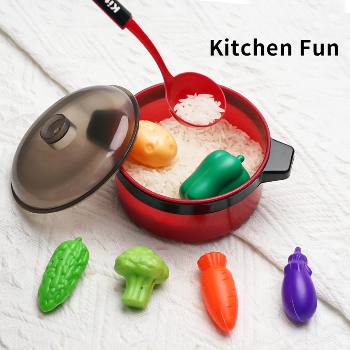 Kids Pretend Play Kitchen Toys Set Cooking Food Pots Pans Cookware Kit Toddler Girls Boys Educational Role Play Gift