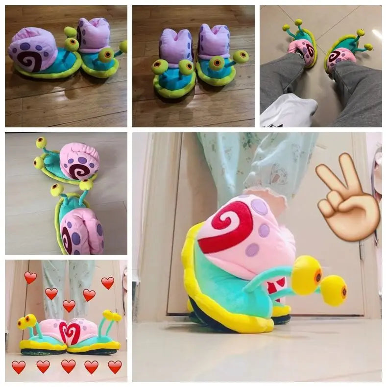 Plush SpongeBob SquarePants Cotton Shoes Snail Bags Heels Cute Home Slippers SpongeBob SquarePants Snail Boots Plush Gift