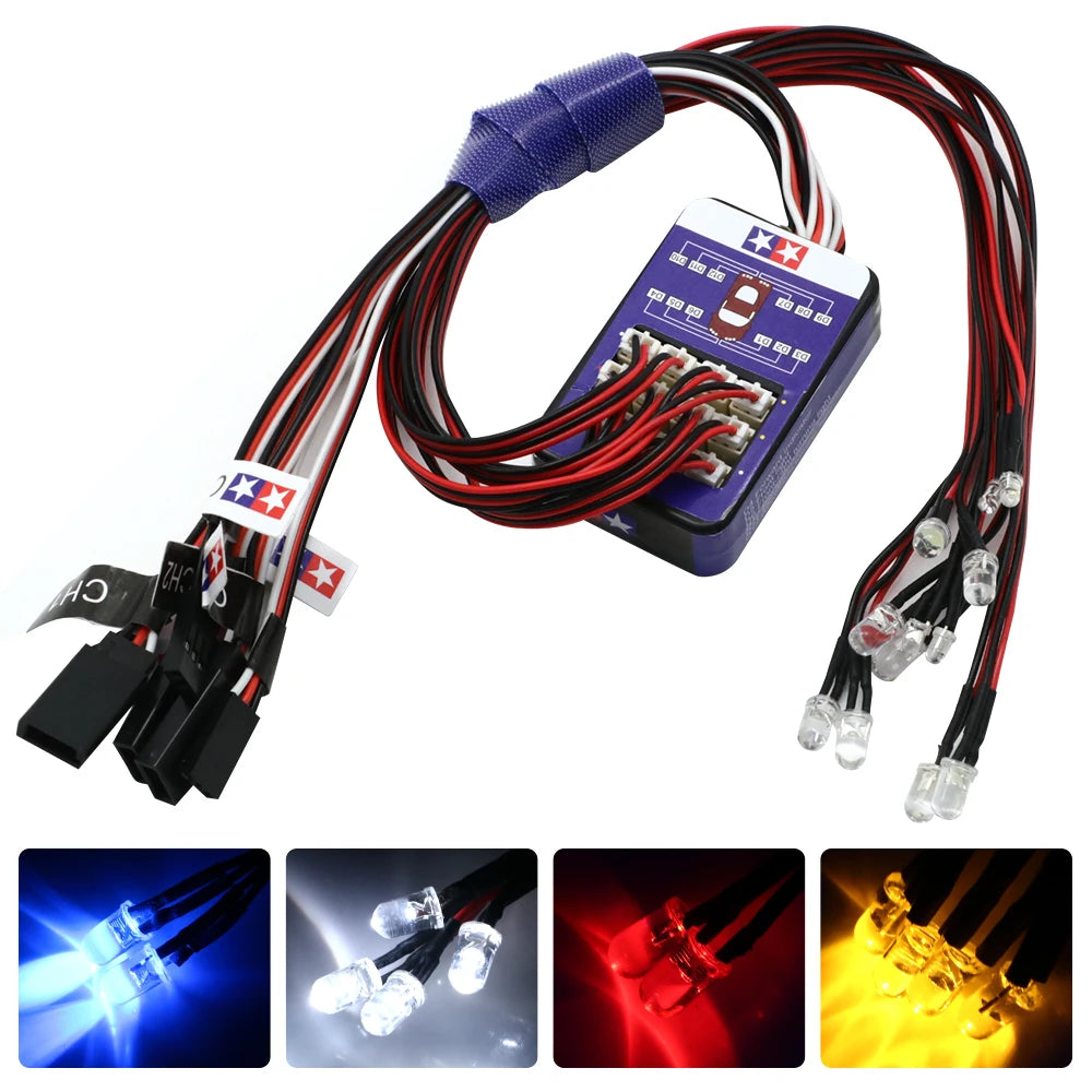 Simulation Flash Light 12 LED Lighting Kit Steering Brake for 1/10 Scale Models RC Car Yokomo Tamiya HSP HPI AXIAL RC4WD TRX