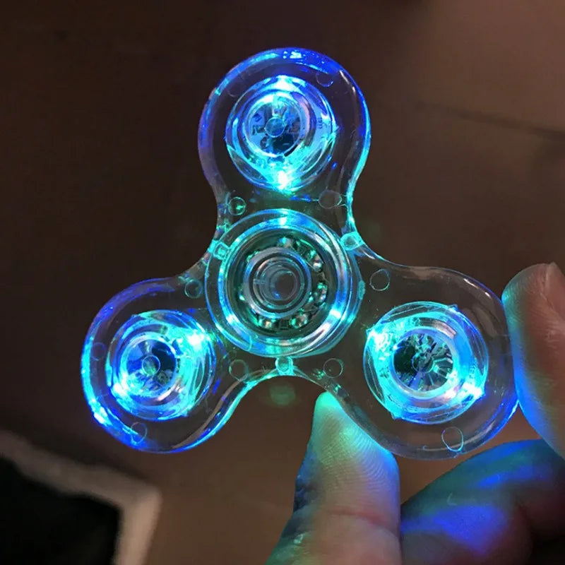 LED Colorful Light Fidget Spinner Transparent Luminous Hand Spinner Fingertip Gyroscope Finger Stress Relief Toys Gifts