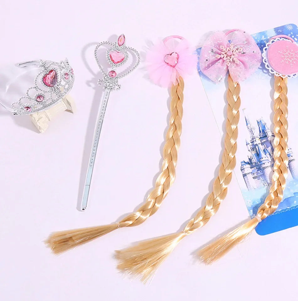 6pcs Rhinestone Tiara Crown and Magic Wand With Glitter Crystal Head Hoop Jewelry Hair Accessories For Girls Teens Birthday Gift