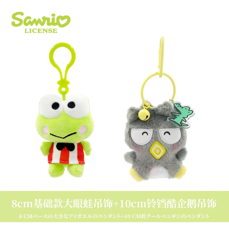 10cm Sanrio My Melody Kuromi Cinnamoroll Hello Kitty Hangyodon Purin Dog Bell Plush Toy Anime Stuffed Animals Keychains Pendant
