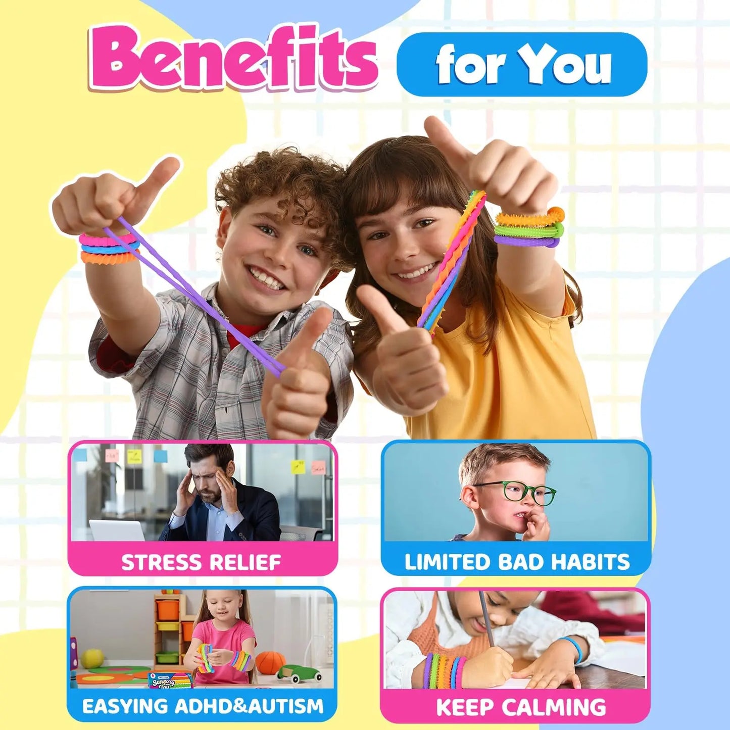Children's Elastic Sensory Sticks, a 6-Piece Sensory Toy Suitable for Autism and ADHD