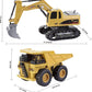 JOYFY 2 PCS Remote Control Construction Vehicle Toy Set Friction-Powered RC Excavator & RC Truck for Kid Christmas Birthday Gift