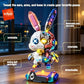 KAVOWORLD 1377PCS Robot Rabbit Building Blocks Set LED Light Up Multi-Point Rotatable Detachable Base DIY Cyberpunk Mecha Building Rabbit Bricks Kit Mechanical Bunny Construction Toy for Home Office Desk Decor Christmas Birth