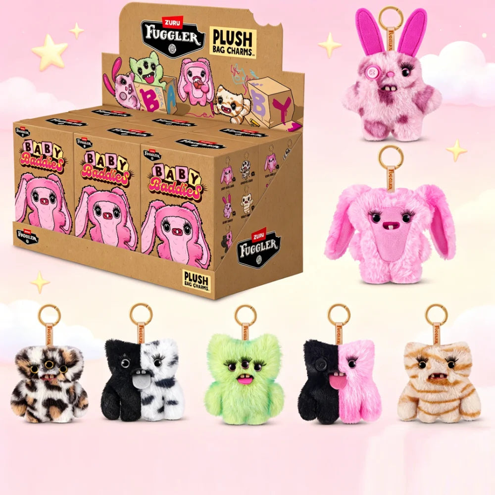 Original Fuggler Keychain Plush Toy Baby Baddies Blind Box 10cm Bag Charm for Birthday Gift