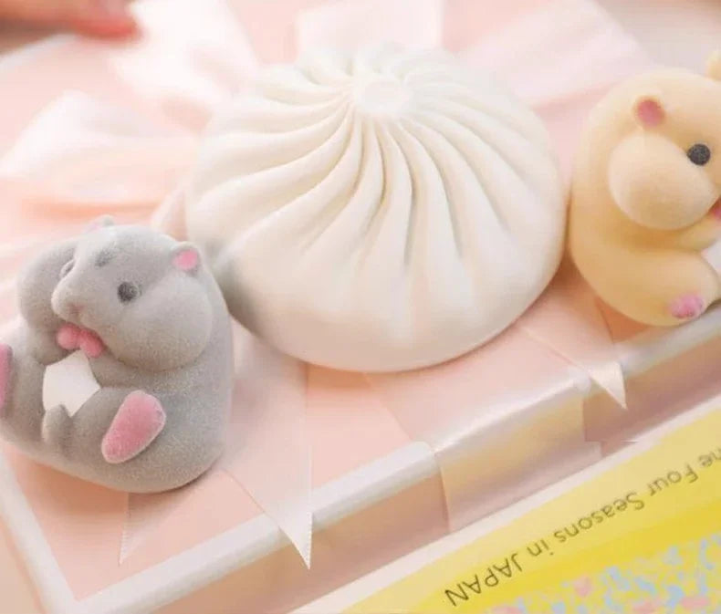 Japan YELL Gashapon Toys Cute Fatty Milky Soft Hamster Flocking Plush Dolls Squeeze Anti Stress Relief Squishy Collect Ornaments