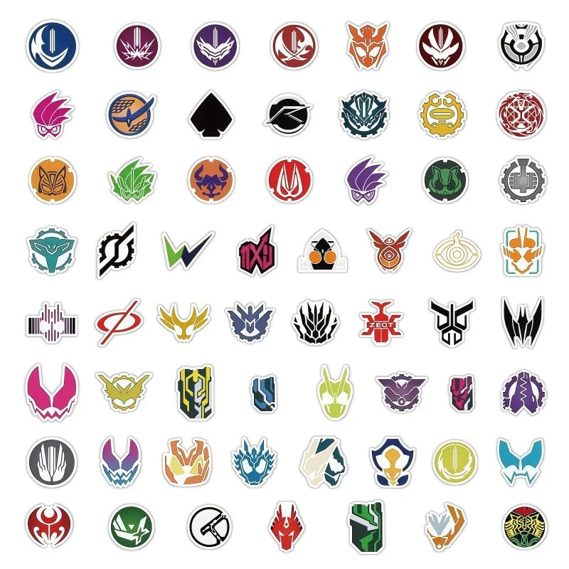 60pcs Kamen Rider logo stickers creative Masked Rider DIY for decorating suitcases mugs notebooks desktops walls graffiti toys