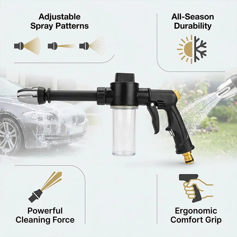 High Pressure Car Washing Spray Gun with Foam Bottle – Multi-Function Water Gun, Suitable for Pets, Motorcycles, and Gardens