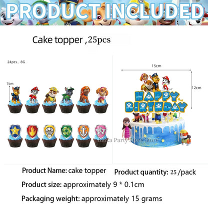 PAW Patrol Birthday Party Decoration Tableware Tablecloth Plates Cup napkin gift bag Balloons PAW Patrol Party Favors Supplies