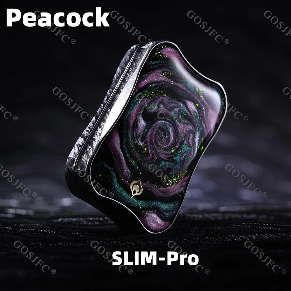 Peacock Aura Sand Slim Pro Unlimited Pushing Slider Fidget Slider Stainless Steel Titanium Zirconium Stress Relief Toy For Adult