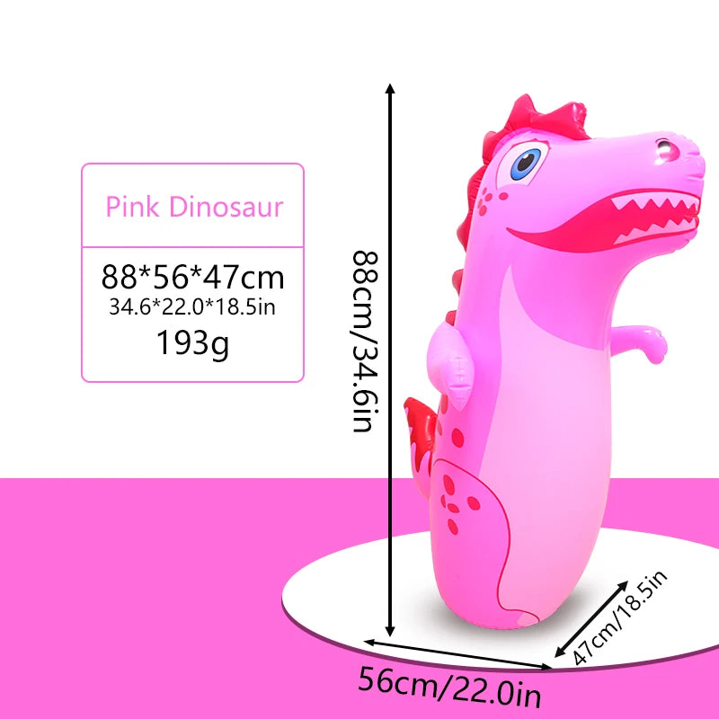 90cm Inflatable Dinosaur Tumbler Toy Thick PVC Punching Bag for Kids Bounce Back Boxing Toy Stress Relief Indoor Outdoor Toy