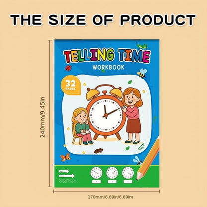 Interactive Game Book 32 Page Telling Time Exercise Time Cognition Toy Book About Time Fun Time Game Drawing Learning Book