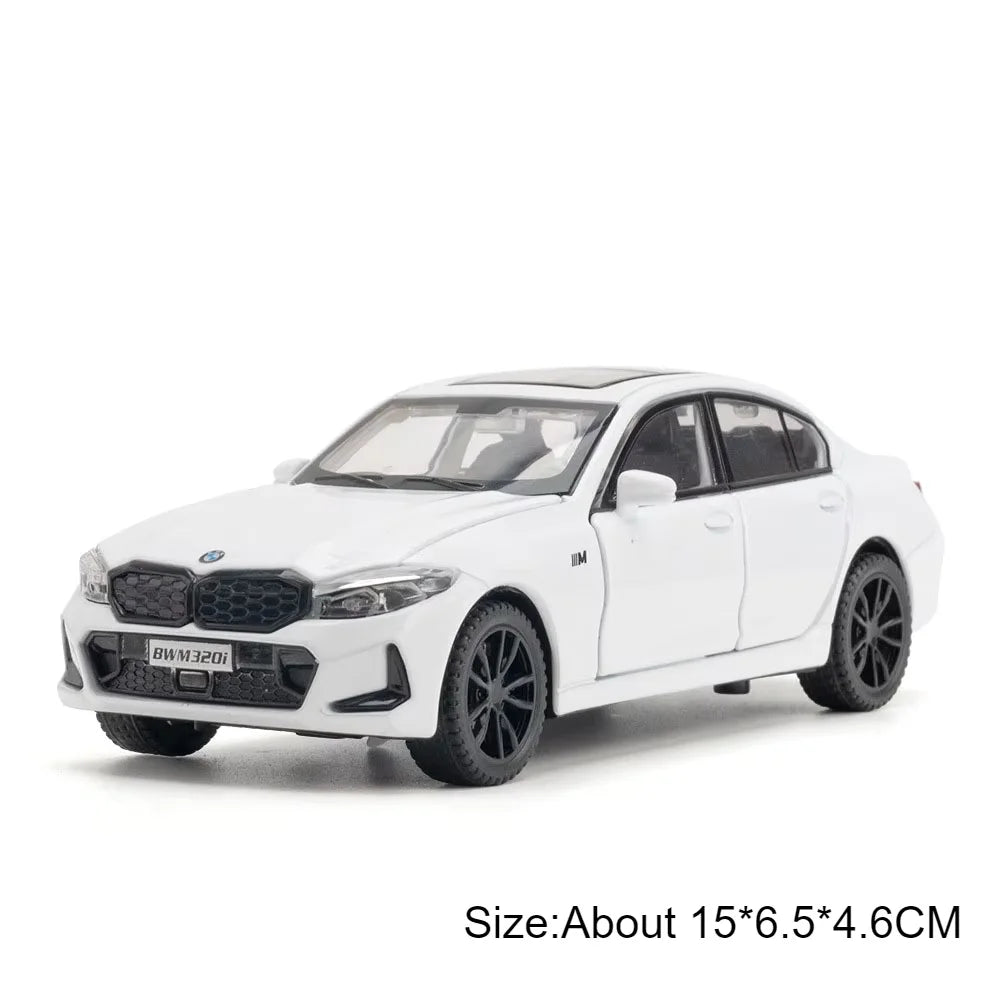 1:32 X3M 320i Toy Sports Car Model Pull Back Sound Light Doors Opened Alloy Diecast Miniature Vehicle Models Ornaments Gifts