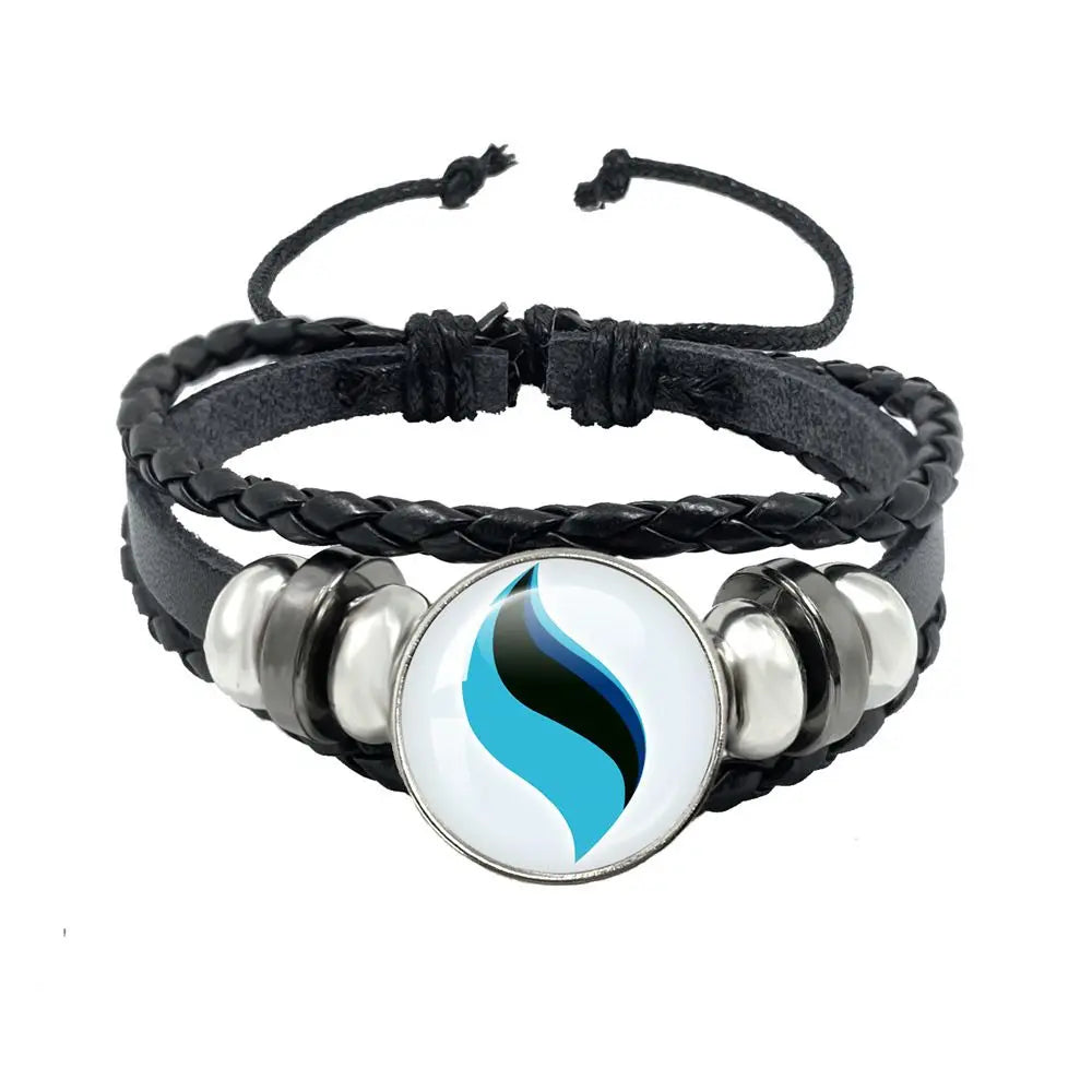 Mega Stone Key Chain Anime Peripheral Creativity Exquisite Fashion Black Leather Rope Buckle Key Chain Trend