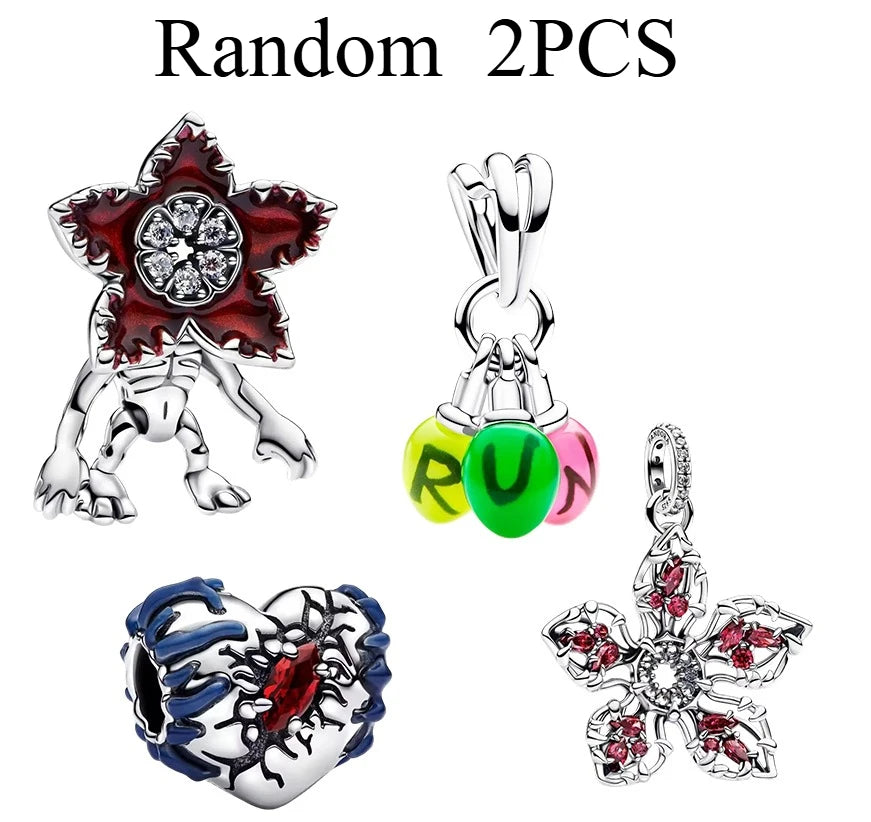 New Red Monster Flower Charm Bracelet 925 Sterling Silver Beaded DIY 2026 Trendy Fine Jewelry Adjustable Hypoallergenic