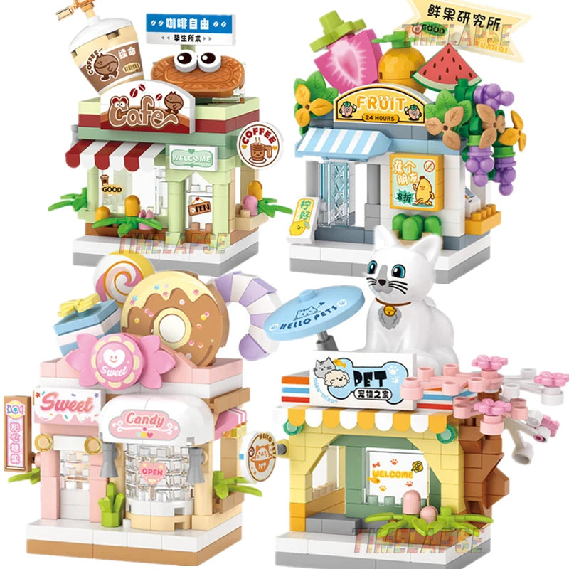 Food Shop Street Series - Mini City Shop House Model Kit, Fun DIY Educational Building Toy Gift for Kids Ages 6-12